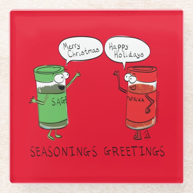 Dessous-de-verre En Verre Drôle Noël Cartoon Cuisines épices (Devant)