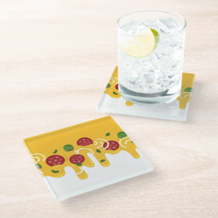 Dessous-de-verre En Verre Drôle Pizza au Fromage Rétro Coulant Keto Party