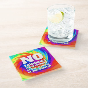 Dessous-de-verre En Verre Drôle TieDye Aucun arc-en-ciel n'a été blessé ...