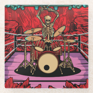 Dessous-de-verre En Verre Drummer crâne : Illustration de la bague de lutteu