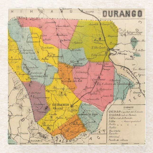 Dessous-de-verre En Verre Durango, Mexique (Devant)