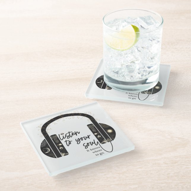 Dessous-de-verre En Verre Écoutez votre Dessous de verre en verre âme (Incliné)