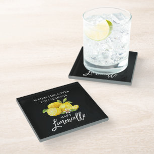 Dessous-de-verre En Verre Écriture de pinceau Citrons Limoncello noir coule