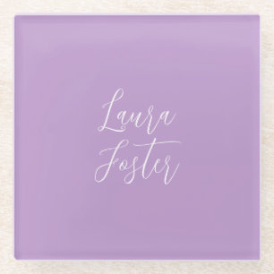 Dessous-de-verre En Verre Écriture manuscrite Nom élégant Couleur Lilac