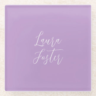 Dessous-de-verre En Verre Écriture manuscrite Nom élégant Couleur Lilac