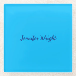 Dessous-de-verre En Verre Écriture professionnelle minimaliste, bleu ciel