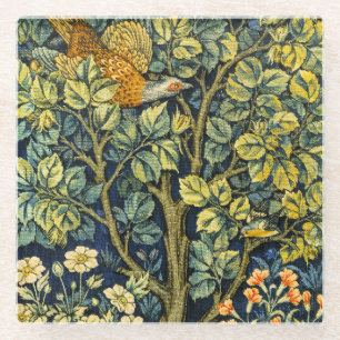 Dessous-de-verre En Verre Écureuil Vintage de Morris et Motif de fleurs