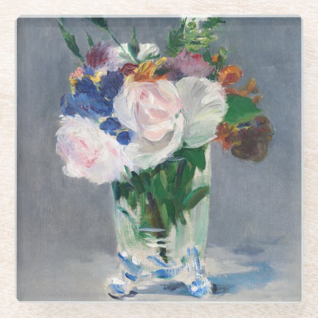 Dessous-de-verre En Verre Edouard Manet - Fleurs dans un Vase de Cristal (Devant)