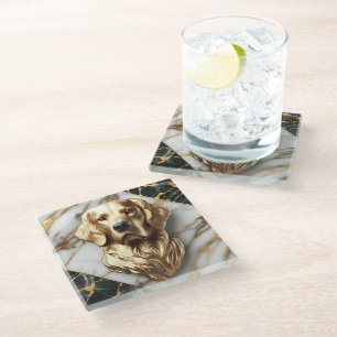 Dessous-de-verre En Verre Élégance en marbre doré intemporelle