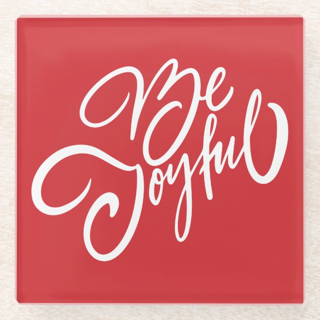 Dessous-de-verre En Verre Elégant Be Joyful Holiday Design (Devant)