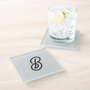 Dessous-de-verre En Verre Elégant minimaliste moderne initiale sur gris