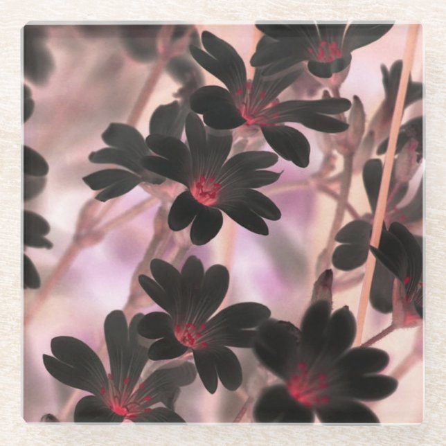 Dessous-de-verre En Verre Elegant Monogram Purple Flowers (Devant)