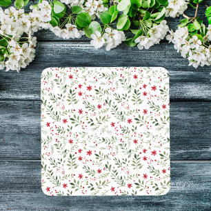 Dessous-de-verre En Verre Élégant Noël Floral minimaliste Motif