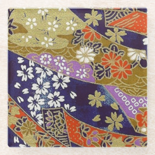 Dessous-de-verre En Verre Elégant Origami Japonais Washi Fleurs modernes