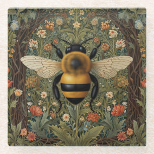 Dessous-de-verre En Verre Elégant rétro bumblebee boho botanique floral art