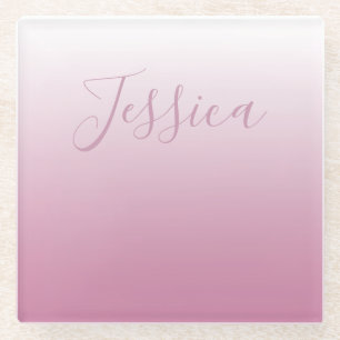 Dessous-de-verre En Verre Élégant Script & Ombre Rose (toute couleur) Modifi