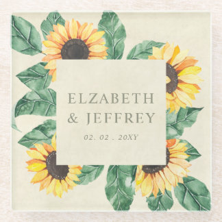 Dessous-de-verre En Verre Elegant Sunflowers Garden Floral Wedding