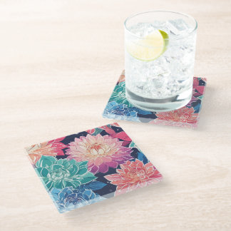 Dessous-de-verre En Verre Elégante Dahlia Fleurs colorées sur Arrière - plan