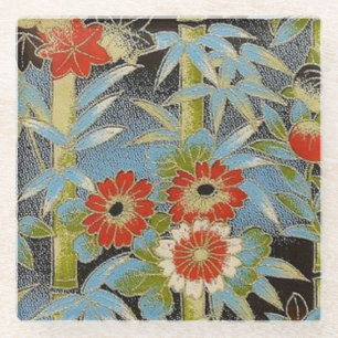 Dessous-de-verre En Verre Elégante Fleurs de bambou en fils de washi japonai
