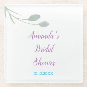 Dessous-de-verre En Verre Élégante Mariage Minimaliste Floral
