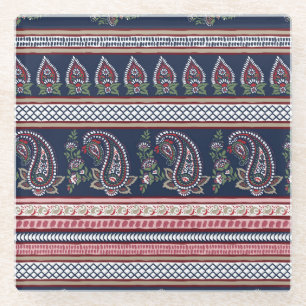 Dessous-de-verre En Verre Elégante Marine Paisley : Conception des frontière