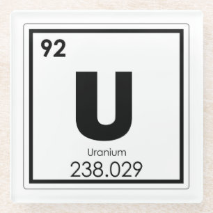 Dessous-de-verre En Verre Élément chimique de l'uranium, symbole formule chi