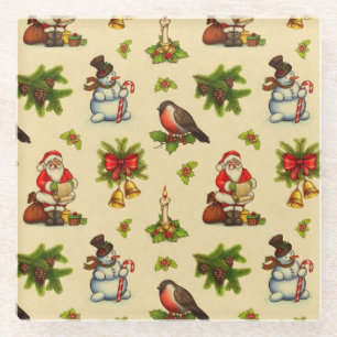 Dessous-de-verre En Verre Eléments de Noël Vintage Cute Dessous de verre en 