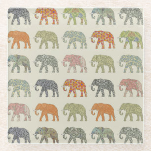Dessous-de-verre En Verre Eléphant Coloré Animal Motif contemporain