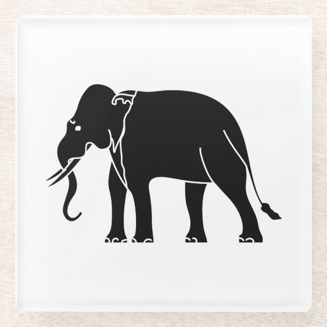 Dessous-de-verre En Verre Éléphant de Siamese (Devant)
