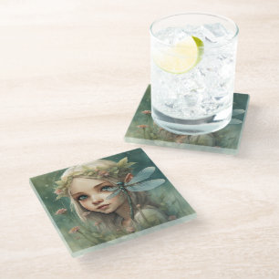 Dessous-de-verre En Verre Elfe et libellule 3