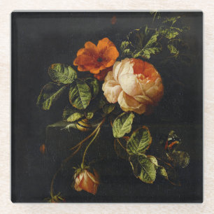 Dessous-de-verre En Verre Elias van den Broeck, Still Life avec des Roses