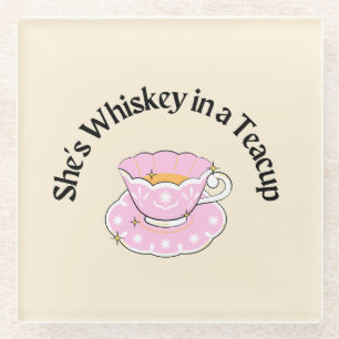 Dessous-de-verre En Verre Elle est Whiskey dans une tasse de vinyle envelopp