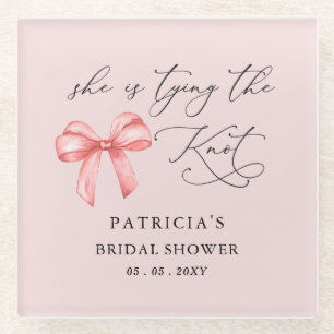 Dessous-de-verre En Verre Elle noue le nœud rose mariage Shower