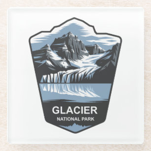 Dessous-de-verre En Verre Emblem du parc national des Glaciers