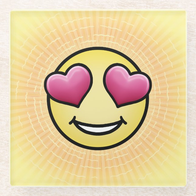 Dessous-de-verre En Verre Emoji Love (Devant)