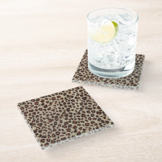Dessous-de-verre En Verre Empreinte de léopard (Incliné)