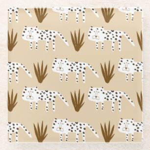 Dessous-de-verre En Verre Empreinte de léopard : Motif intemporel.