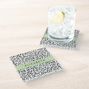 Dessous-de-verre En Verre Empreinte de léopard, Spots, Noir Et Blanc, Votre 