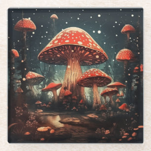 Dessous-de-verre En Verre Enchanter Arrière - plan de champignons de fées ma