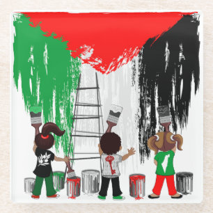 Dessous-de-verre En Verre Enfants de Gaza peignant le drapeau de la Palestin