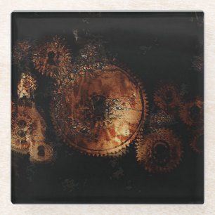 Dessous-de-verre En Verre Engrenages de machines rustiques - Engrenages Stea