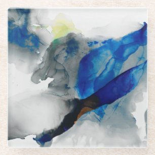 Dessous-de-verre En Verre Éphémère - bleu et gris