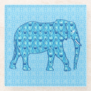 Dessous-de-verre En Verre Ephène de fleur de Lotus - turquoise