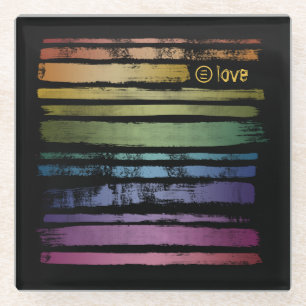 Dessous-de-verre En Verre Equality Love Rainbow Brush Strokes LGBTQ ID656