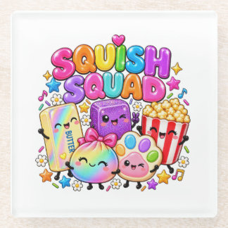 Dessous-de-verre En Verre Équipe de Squish Virale Squishies Popcorn Beurre D