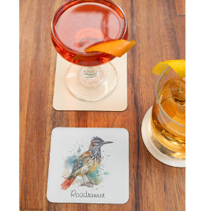 Dessous-de-verre En Verre Esprit du désert, Grand Géocoucou en aquarelle, pe