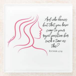 Dessous-de-verre En Verre Esther 4:14 Écriture Verset Biblique Silhouette Ro