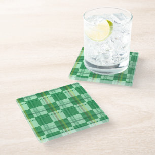 Dessous-de-verre En Verre Esthétique carreautée jaune menthe vibrant
