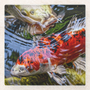 Dessous-de-verre En Verre Étang japonais de poissons Koi