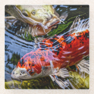Dessous-de-verre En Verre Étang japonais de poissons Koi